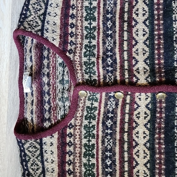 VNTG Skyr Womens 100% Wool Fair Isle CottageCore Cardigan Sweater Multicolor 2XL - Picture 4 of 14